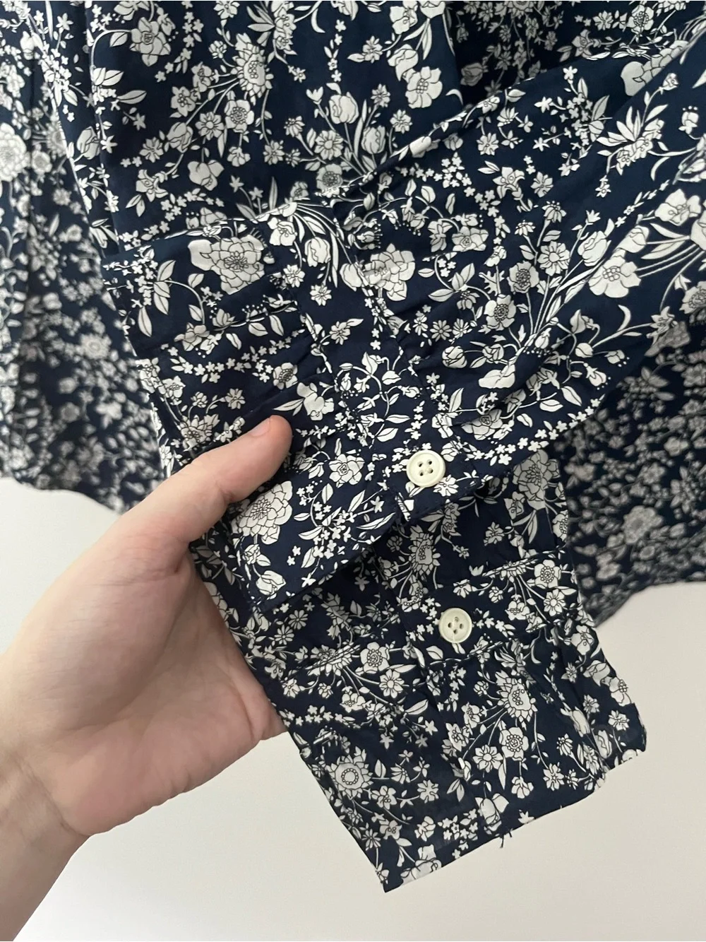 J Crew Liberty Of London Classic Fit Boy Shirt Ruffle Collar Blue Floral Small